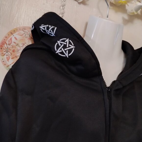 Baphomet Wiccan Symbols Hoodie Gothic Pentagram Witchcraft Pagan Hooded Jacket - Picture 4 of 12